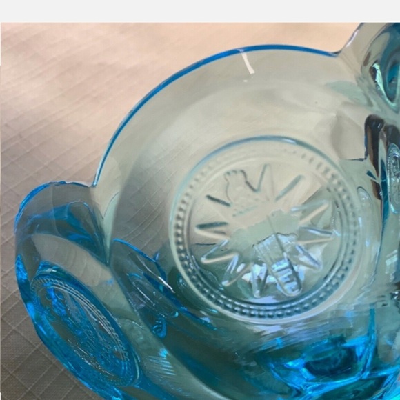 Antique Blue Accent Vase with Scalloped Rim - Picture 4 of 7